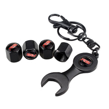 Load image into Gallery viewer, 4pcs Ford RS Tire Valve Stem Caps + Wrench Keychain Set