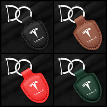 Load image into Gallery viewer, Tesla Logo Leather Keychain
