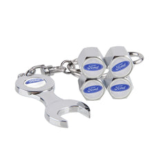 Load image into Gallery viewer, for ford Tire Valve Vaps + Mini Wrench KeyChain