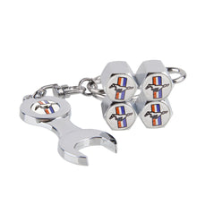 Load image into Gallery viewer, for ford Tire Valve Vaps + Mini Wrench KeyChain