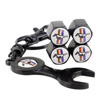 Load image into Gallery viewer, for ford Tire Valve Vaps + Mini Wrench KeyChain