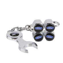 Load image into Gallery viewer, for ford Tire Valve Vaps + Mini Wrench KeyChain