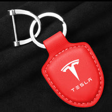 Load image into Gallery viewer, Tesla Logo Leather Keychain