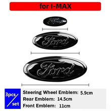 Load image into Gallery viewer, 3pcs Car Front Head Emblem Rear Trunk Sticker Steering Wheel Decoration For Ford Focus Kuga Edge Everest--New