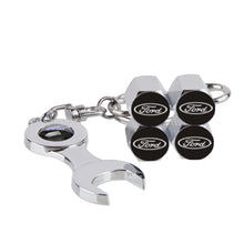 Load image into Gallery viewer, for ford Tire Valve Vaps + Mini Wrench KeyChain