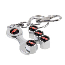 Load image into Gallery viewer, 4pcs Ford RS Tire Valve Stem Caps + Wrench Keychain Set