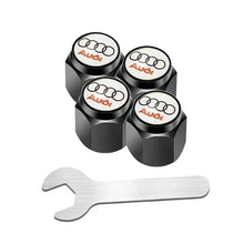 Load image into Gallery viewer, 4pcs Audi Black/White Logo Tire Valve Caps