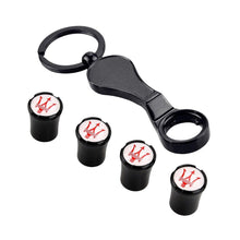 Load image into Gallery viewer, 4pcs Maserati Logo Tire Valve Caps + Keychain - Red Logo