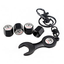 Load image into Gallery viewer, 4pcs Toyota Logo Silver Wheel Tire Valve Caps+Keychain