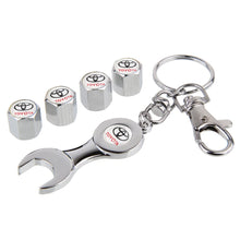 Load image into Gallery viewer, 4pcs Toyota Logo Silver Wheel Tire Valve Caps+Keychain