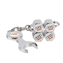 Load image into Gallery viewer, 4pcs Audi Logo Wheel Tire Valve Caps+Keychain