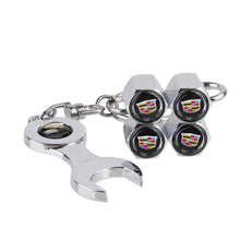 Load image into Gallery viewer, 4pcs Cadillac Logo Wheel Tire Valve Caps+Keychain