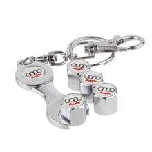 Load image into Gallery viewer, 4pcs Audi Logo Wheel Tire Valve Caps+Keychain