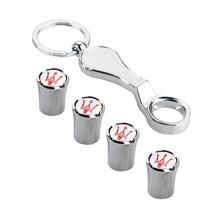 Load image into Gallery viewer, 4pcs Maserati Logo Tire Valve Caps + Keychain - Red Logo