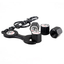 Load image into Gallery viewer, 4pcs Toyota Logo Silver Wheel Tire Valve Caps+Keychain