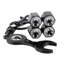 Load image into Gallery viewer, 4pcs Spider Silver Wheel Tire Valve Caps+Keychain