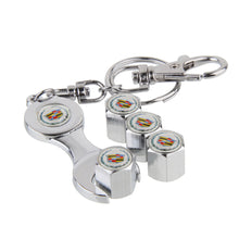 Load image into Gallery viewer, 4pcs Cadillac Logo Black Wheel Tire Valve Caps+Keychain
