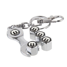 Load image into Gallery viewer, 4pcs Mopar Chrysler Black Wheel Tire Valve Caps+Keychain