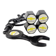 Load image into Gallery viewer, 4pcs Chevrolet Logo Silver Wheel Tire Valve Caps+Keychain