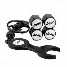 Load image into Gallery viewer, Jeep Logo Black Wheel Tire Valve Caps+Keychain