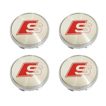 Load image into Gallery viewer, 4x Sline Audi Wheel Center Caps 60mm Silver