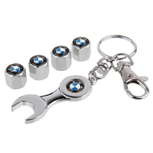 Load image into Gallery viewer, 4pcs BMW Logo Tire Valve Caps+Keychain