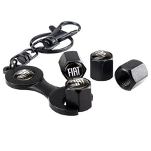 Load image into Gallery viewer, 4pcs Fiat Title Silver Wheel Tire Valve Caps+Keychain