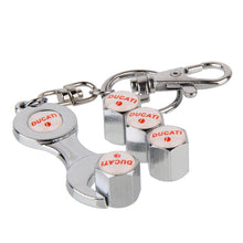 Load image into Gallery viewer, 4pcs Ducati Silver Wheel Tire Valve Caps Covers+Keychain