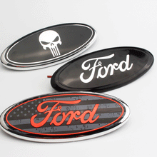 Load image into Gallery viewer, 9 inch Front Badge Grille Emblem with Pins 7 inch Rear Badge Ford Logo Trunk Sticker