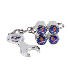 Load image into Gallery viewer, SAAB Wheel Tire Valve Caps+Keychain