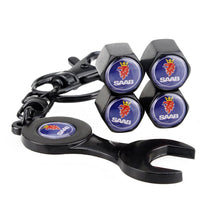 Load image into Gallery viewer, SAAB Wheel Tire Valve Caps+Keychain