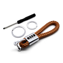 Load image into Gallery viewer, 2pcs Leather Keyring Black For Audi