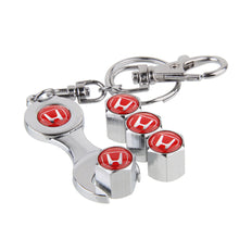 Load image into Gallery viewer, 4pcs Honda Red Logo Wheel Tire Valve Caps+Keychain