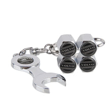 Load image into Gallery viewer, 4pcs Volvo Logo Type2 Silver Wheel Tire Valve Caps+Keychain