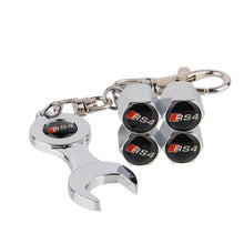 Load image into Gallery viewer, 4pcs Audi RS4 Black Wheel Tire Valve Caps+Keychain