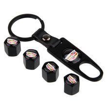 Load image into Gallery viewer, Set Keychain+ 4x Tire Valve Stem Caps For Cadillac