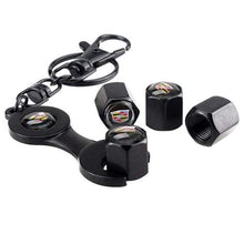 Load image into Gallery viewer, 4pcs Cadillac Logo Wheel Tire Valve Caps+Keychain