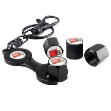 Load image into Gallery viewer, 4pcs Audi S-Line Type1 Silver Wheel Tire Valve Caps+Keychain