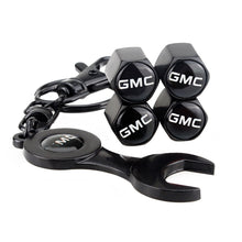 Load image into Gallery viewer, 4pcs GMC Logo Black Wheel Tire Valve Caps+Keychain