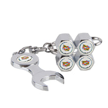 Load image into Gallery viewer, 4pcs Cadillac Logo Black Wheel Tire Valve Caps+Keychain