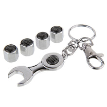 Load image into Gallery viewer, 4pcs Volvo Logo Type2 Silver Wheel Tire Valve Caps+Keychain