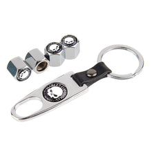 Load image into Gallery viewer, 4pcs Harley-Davidson Skull Logo Tire Valve Caps + Keychain
