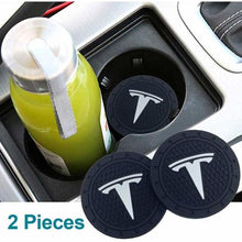 Load image into Gallery viewer, 2pcs Tesla Logo Auto Cup Holder Mats