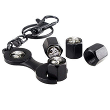 Load image into Gallery viewer, 4pcs Lion Black Wheel Tire Valve Caps+Keychain