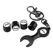 Load image into Gallery viewer, Jeep Logo Black Wheel Tire Valve Caps+Keychain