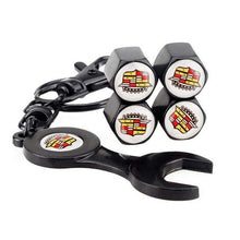 Load image into Gallery viewer, 4pcs Cadillac Logo Wheel Tire Valve Caps+Keychain