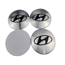 Load image into Gallery viewer, 4pcs 56.5mm Hyundai Logo Black Wheel Centre Stickers