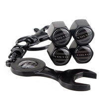 Load image into Gallery viewer, 4pcs Volvo Logo Type2 Silver Wheel Tire Valve Caps+Keychain