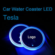 Load image into Gallery viewer, 2pcs 7 Color USB Charging Light Auto Cup Holder Coasters Cup Mat For Tesla Model 3 Model S Model X Logo
