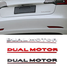 Load image into Gallery viewer, Car Sticker DUAL MOTOR Underlined Letters Trunk Emblem Refitting High Perfor mance Fender Badge For Tesla Model 3 Auto Styling